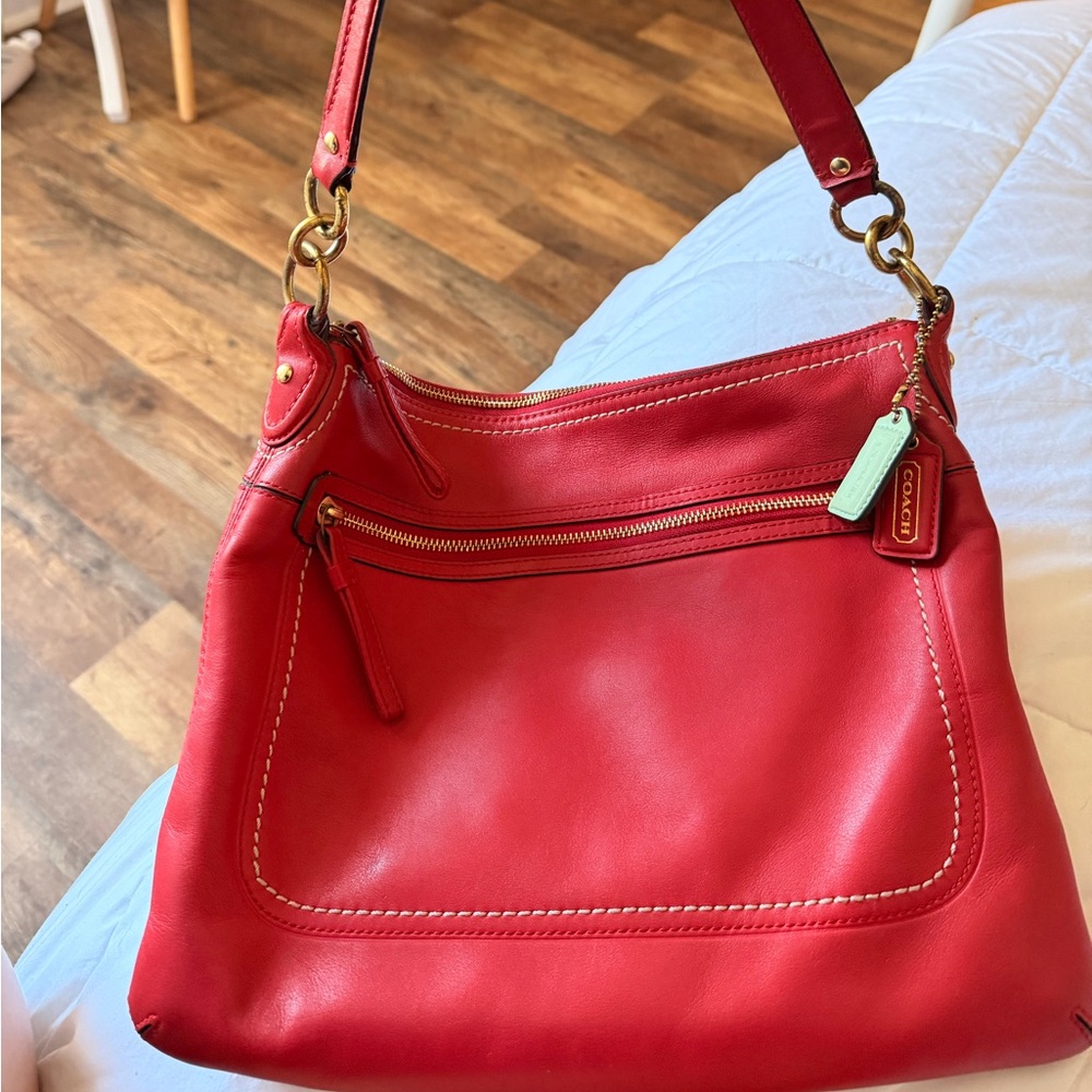 Coach Vibrant Red Leather Shoulder Bag